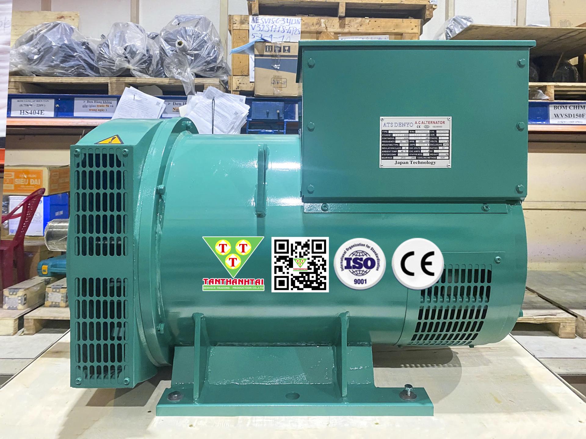 Đầu phát điện 102.4kVA - 1 pha 2 bạc đạn