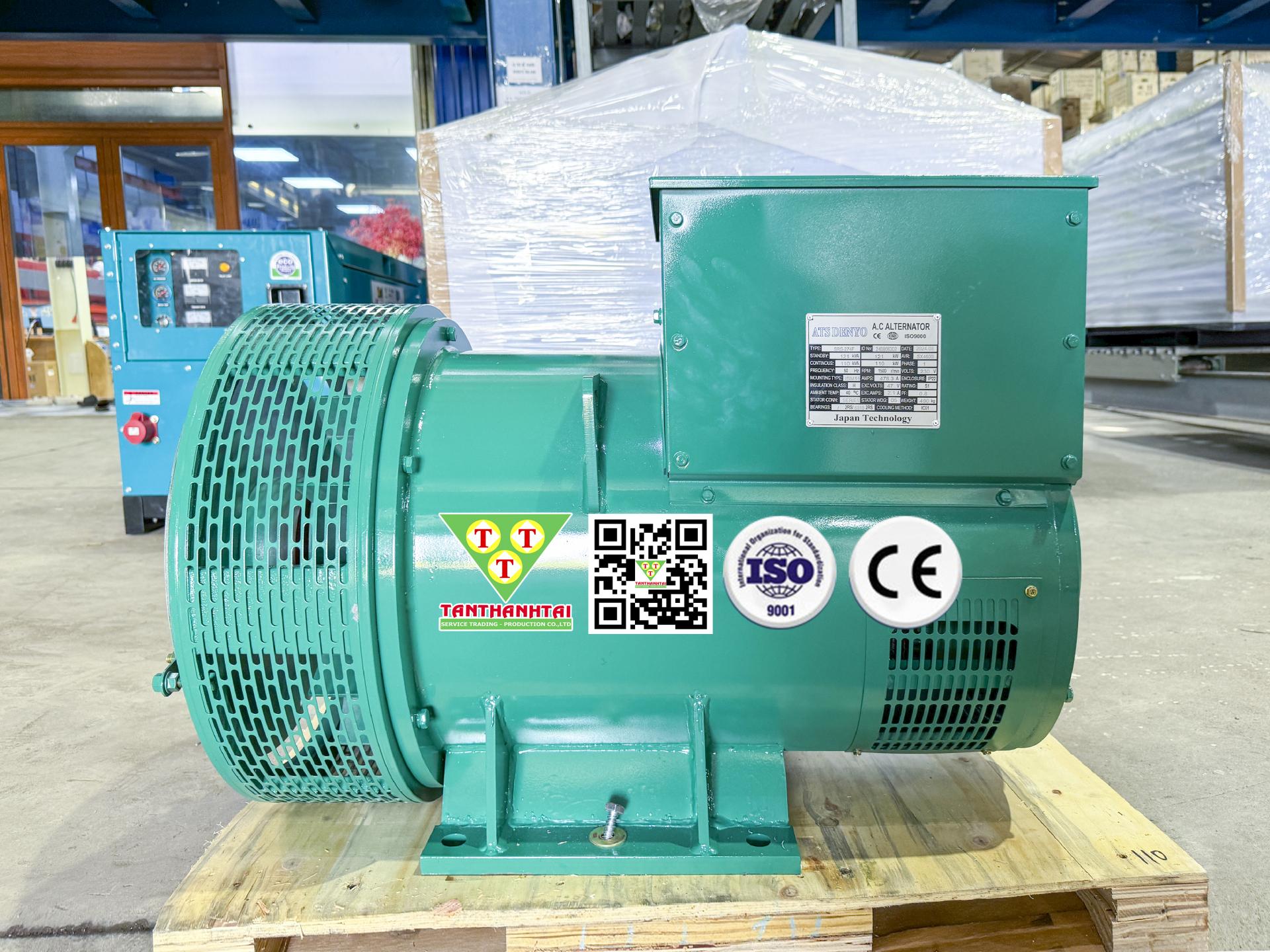 Đầu phát điện 110kVA - 1 pha 1 bạc đạn