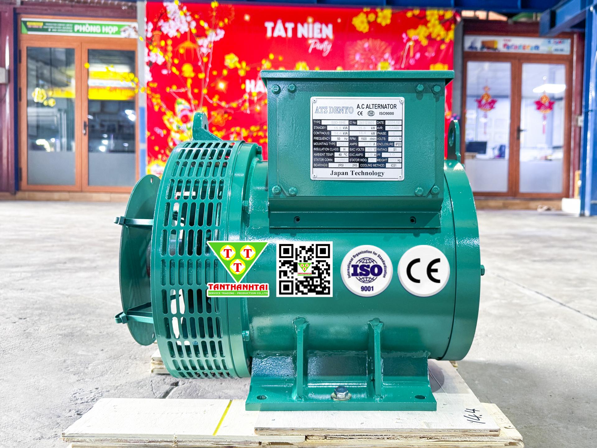 Đầu phát điện 14.4kVA - 1 pha 1 bạc đạn