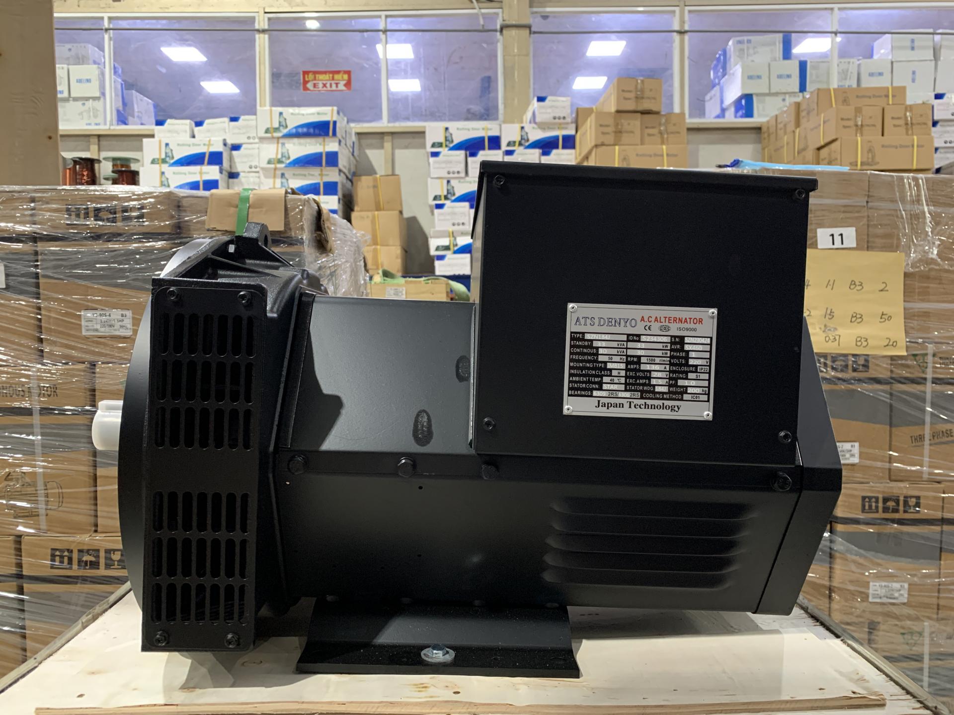 Đầu phát điện 30kVA - 1 pha 2 bạc đạn - Thân lục giác